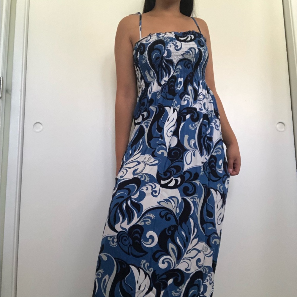 The Hawaiian Original Blue Floral Maxi Dress 🌺